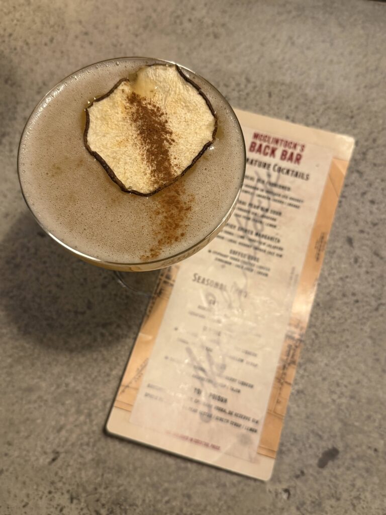 Mcclintock back bar "pick your poison" cocktail with seasonal spiced pear liqueur and whiskey