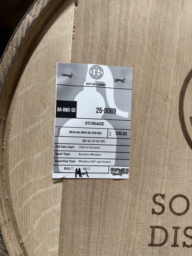Song Dog close up of barrel label