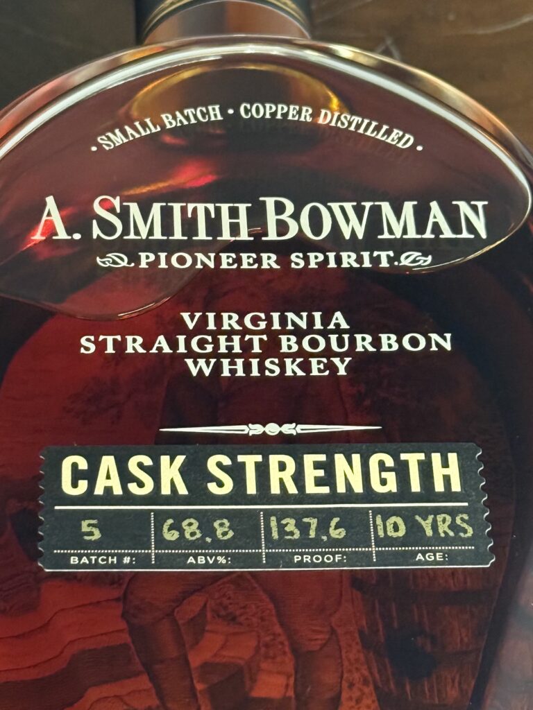 A. Smith Bowman Cask Strength Batch 5 bottom label