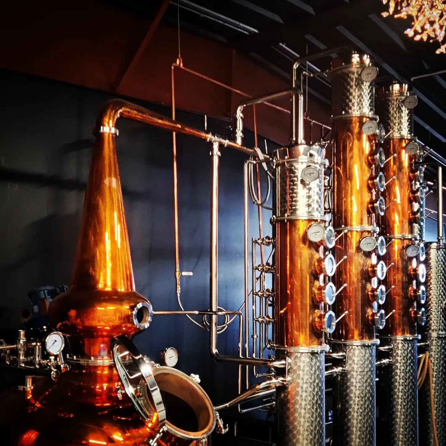 Noco Distillery Pot and Columns Still in a row