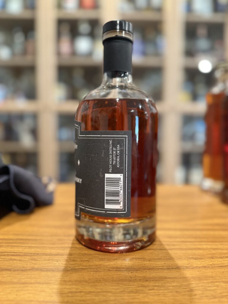 Pilot House A-O Single Malt Whiskey back label