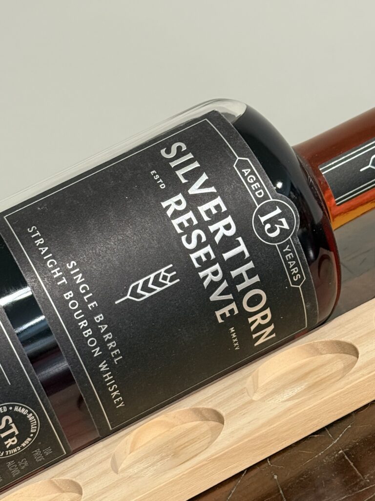 Silverthorn Reserve 13-Year Single Barrel label close-up