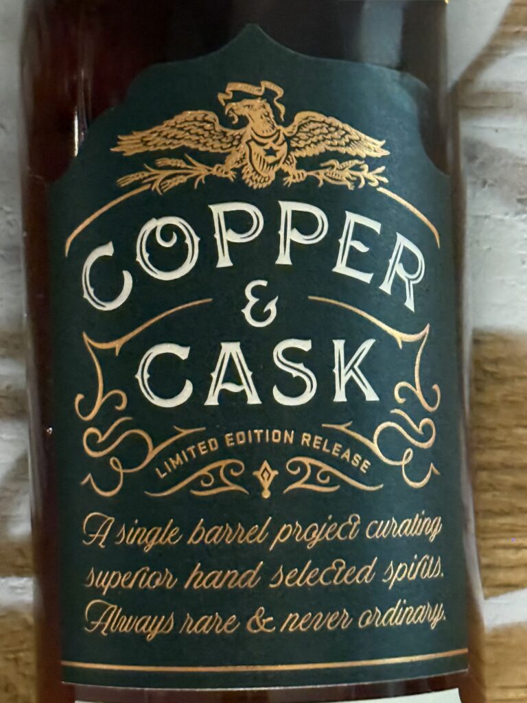 Copper & Cask Double Oaked Small Batch Series 07 top label close up