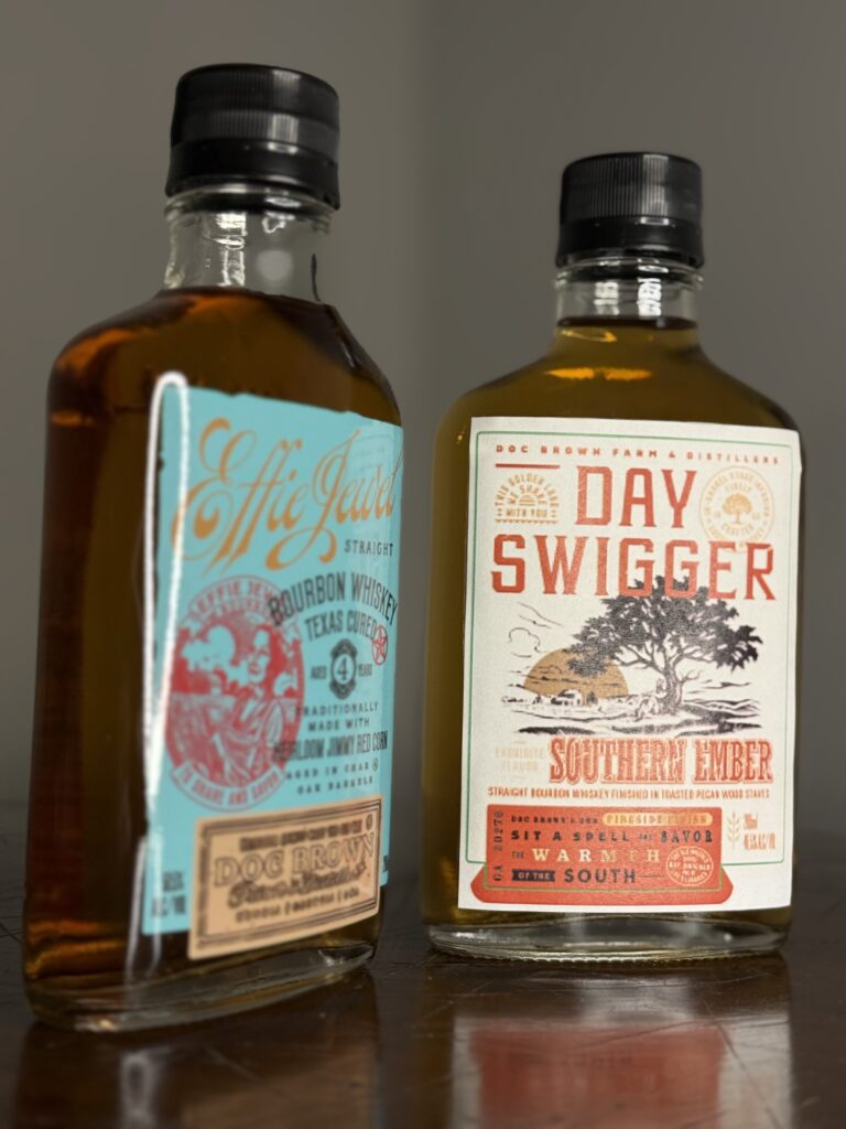 Doc Brown Day Swigger focused next to unfocused Effie Jewel