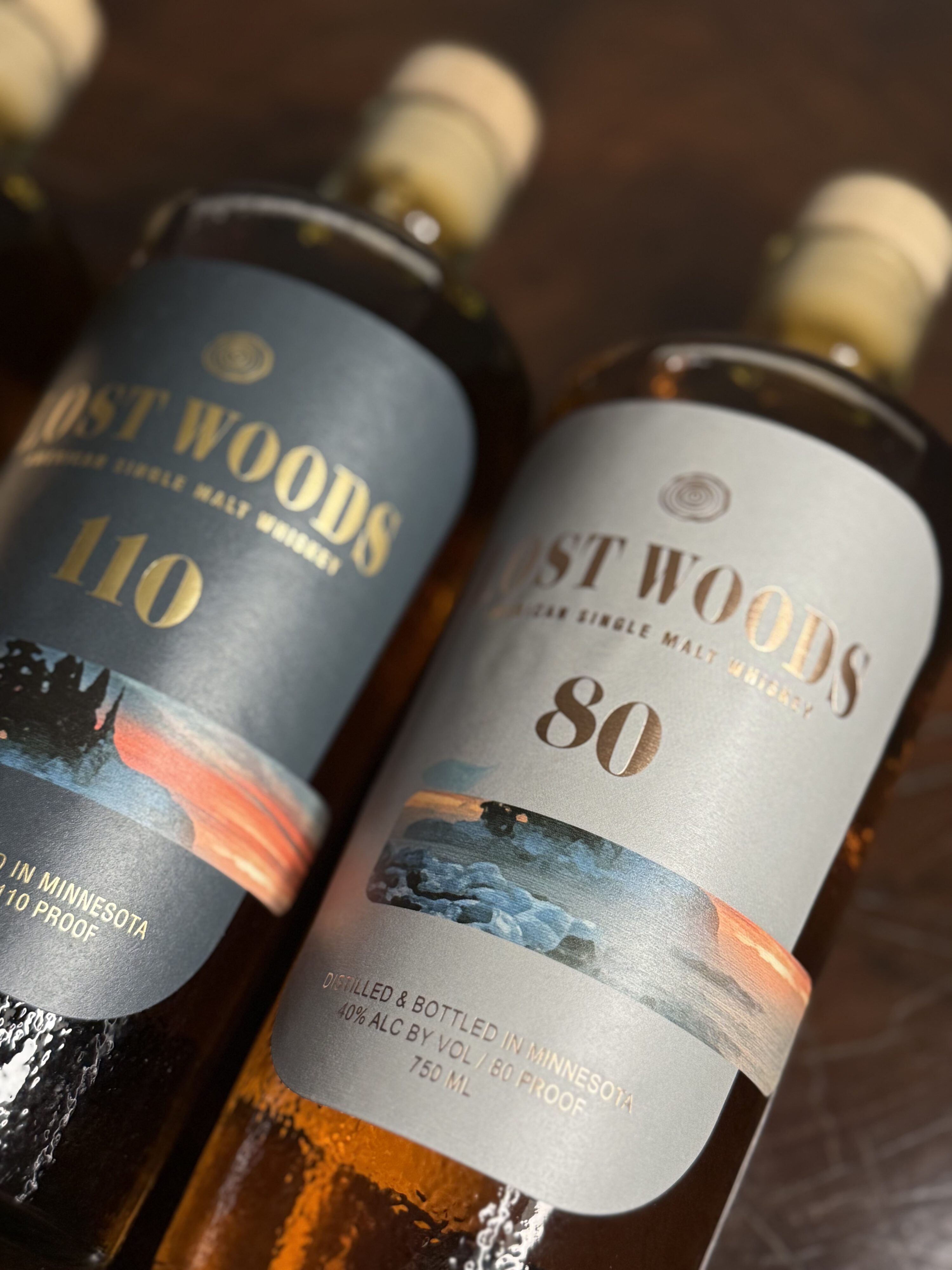 Lost Woods American Single Malt Lineup with focus on 80 proof