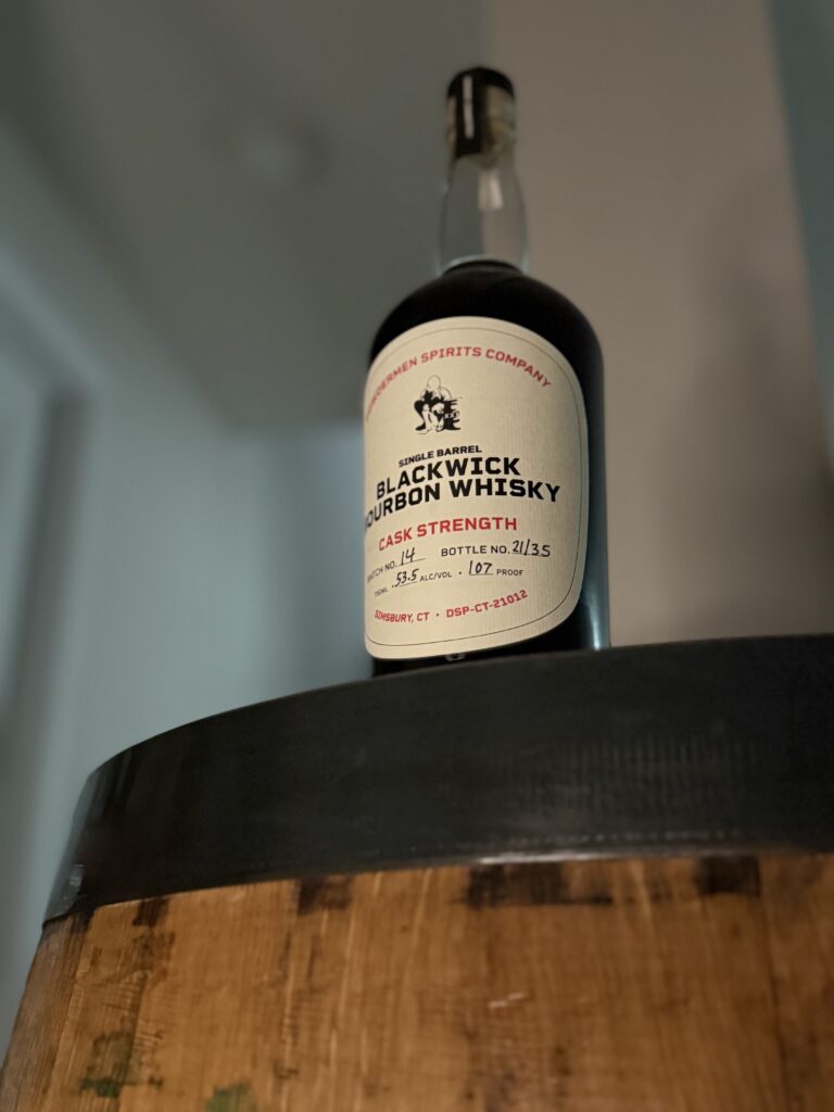 Powdermen Blackwick Batch 014 on whiskey barrel from below