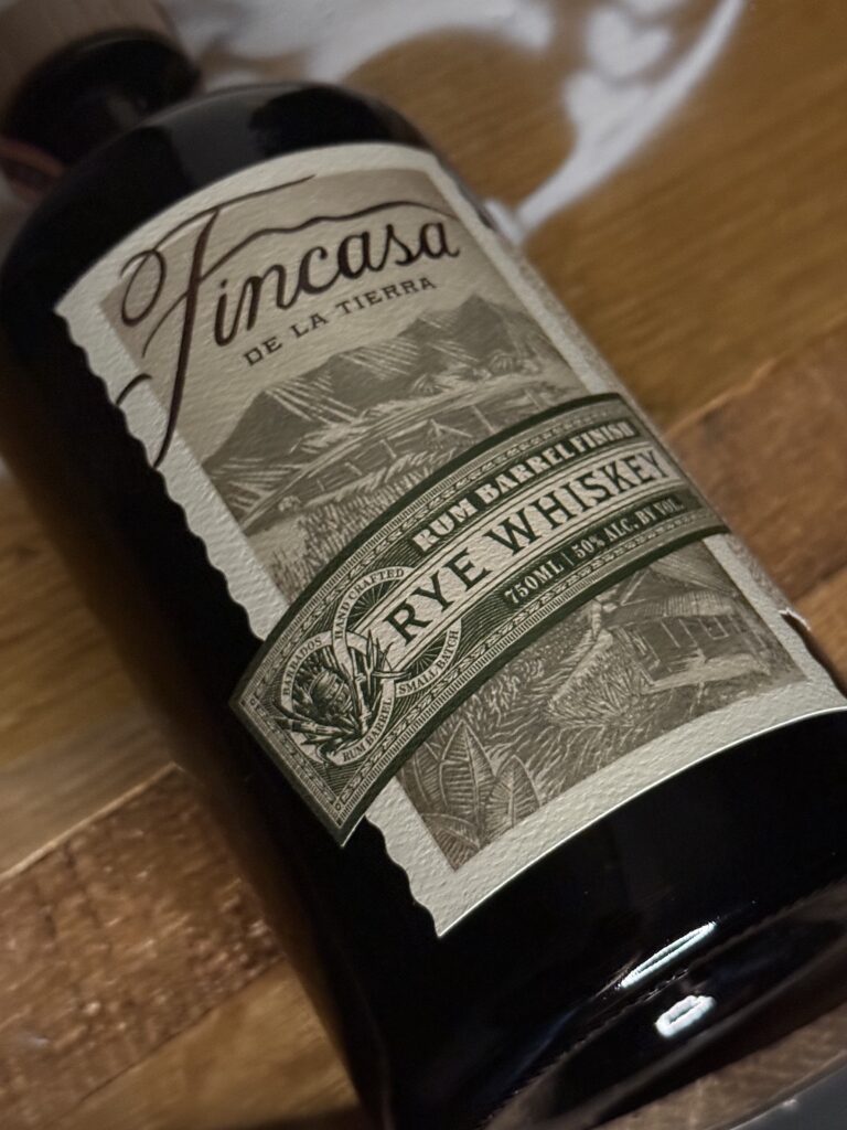 Fincasa Barbados rum finished rye (Batch 4) lying on whiskey barrel