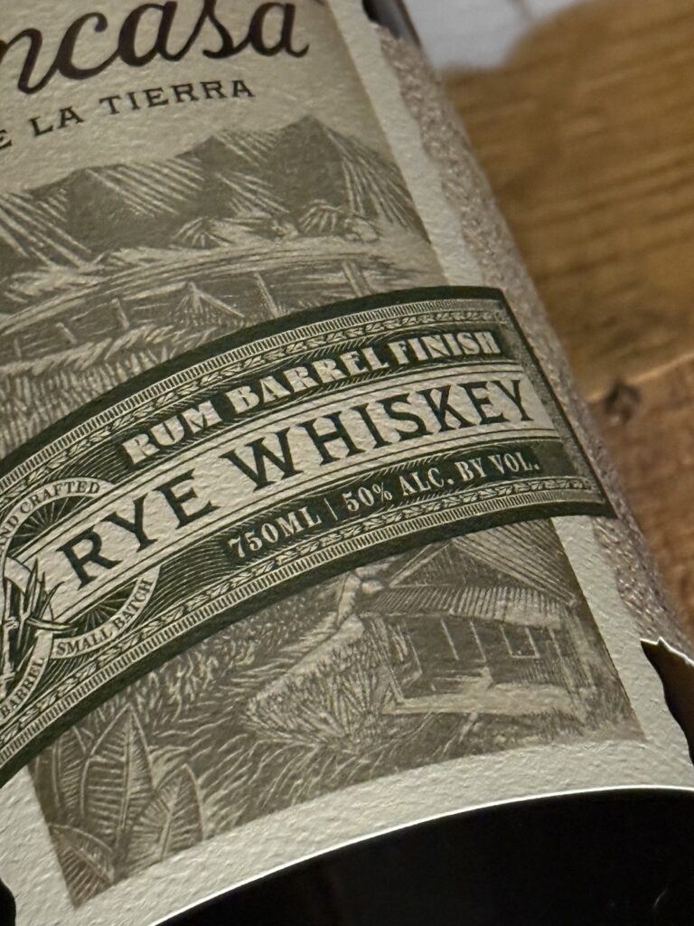 Fincasa Barbados rum finished rye (Batch 4) close up bottom label