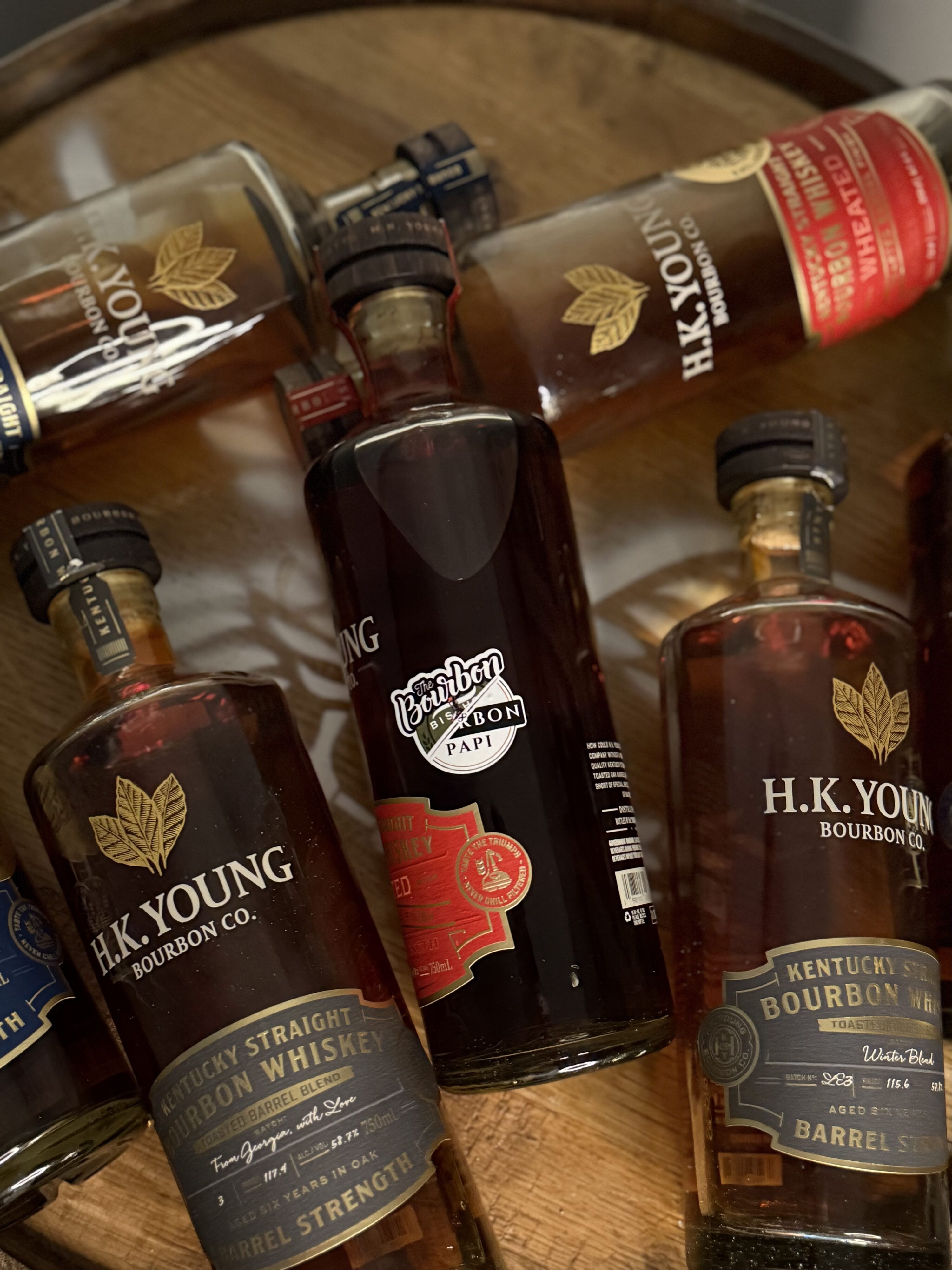 H.K. Young "The Bourbon Bishop x Bourbon Papi" Toasted Wheated Bourbon Single Barrel lying in collection of other H.K. Young releases