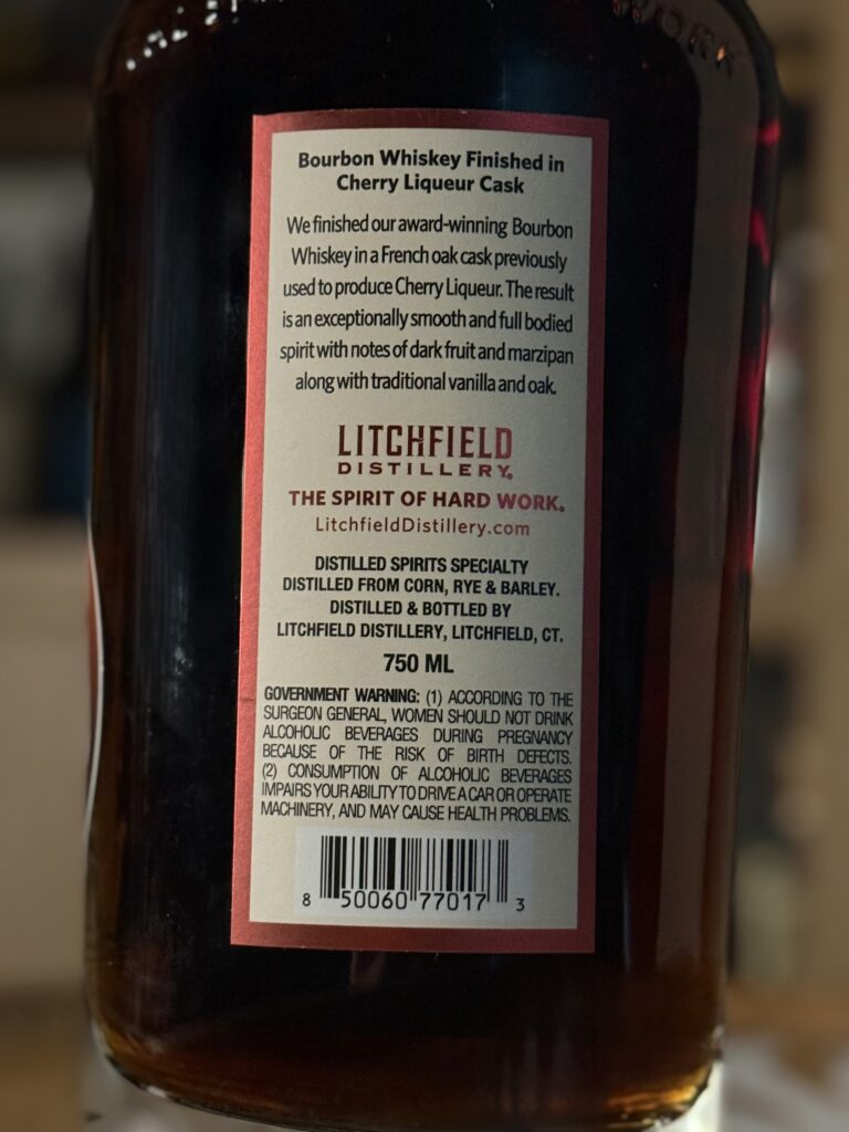 Litchfield Cherry Bourbon back label