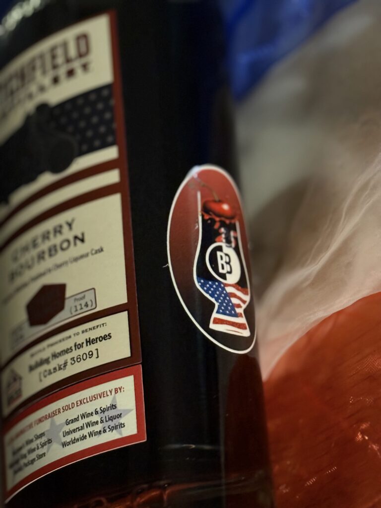 Litchfield Cherry Bourbon with "Bourbon Bastards" barrel pick sticker