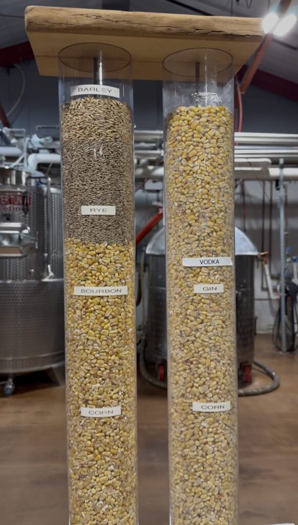 Litchfield Distillery grain mash bill in cylinders