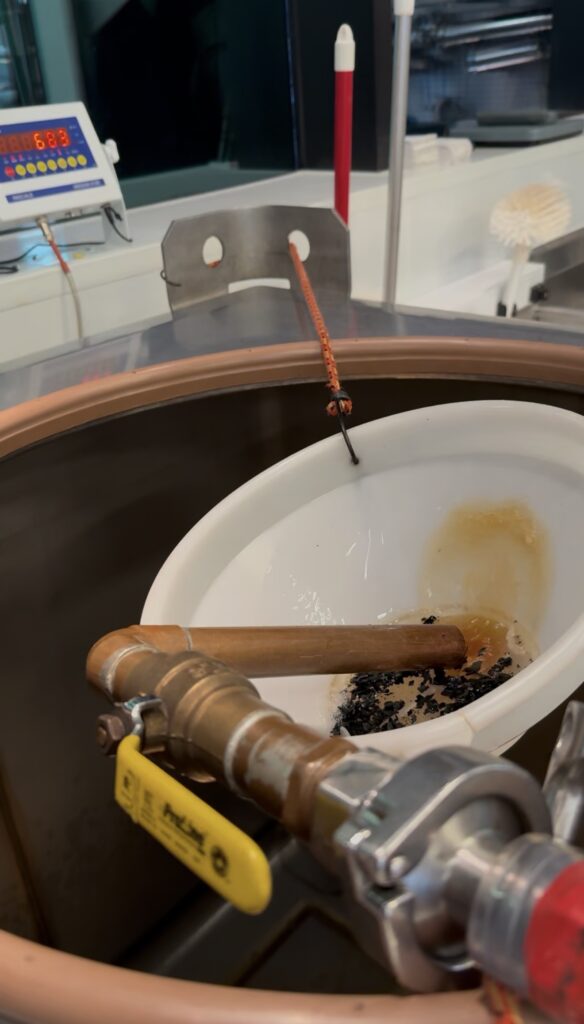The final destination of the whiskey pump where large char is filtered and whiskey is aerated into final blend