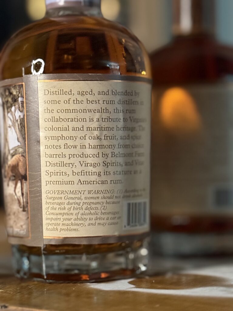 VA 250th Trio Rum back label