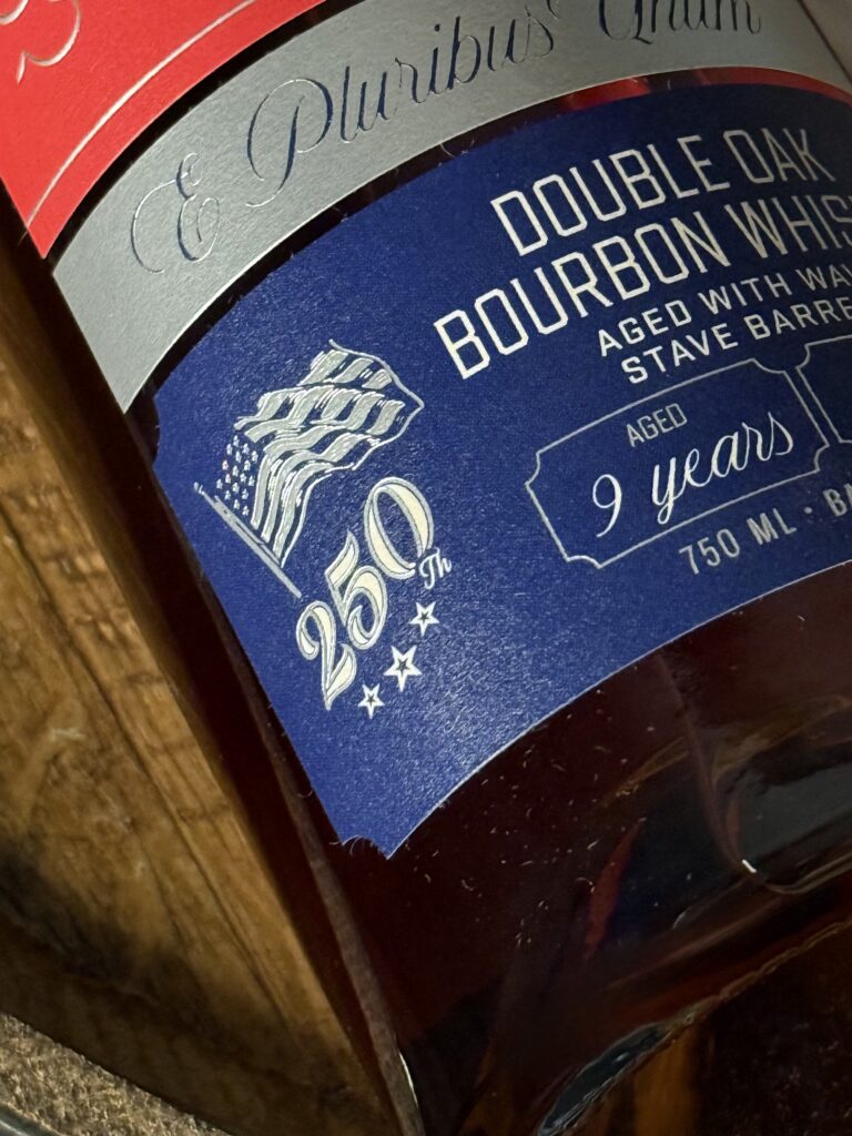 Copper & Cask "Wave That Flag" close-up of 250 with American flag