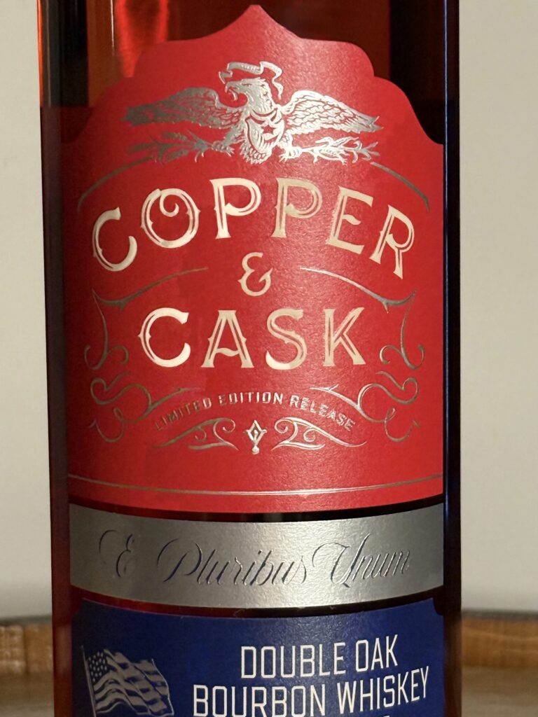 Copper & Cask "Wave That Flag" top label close-up
