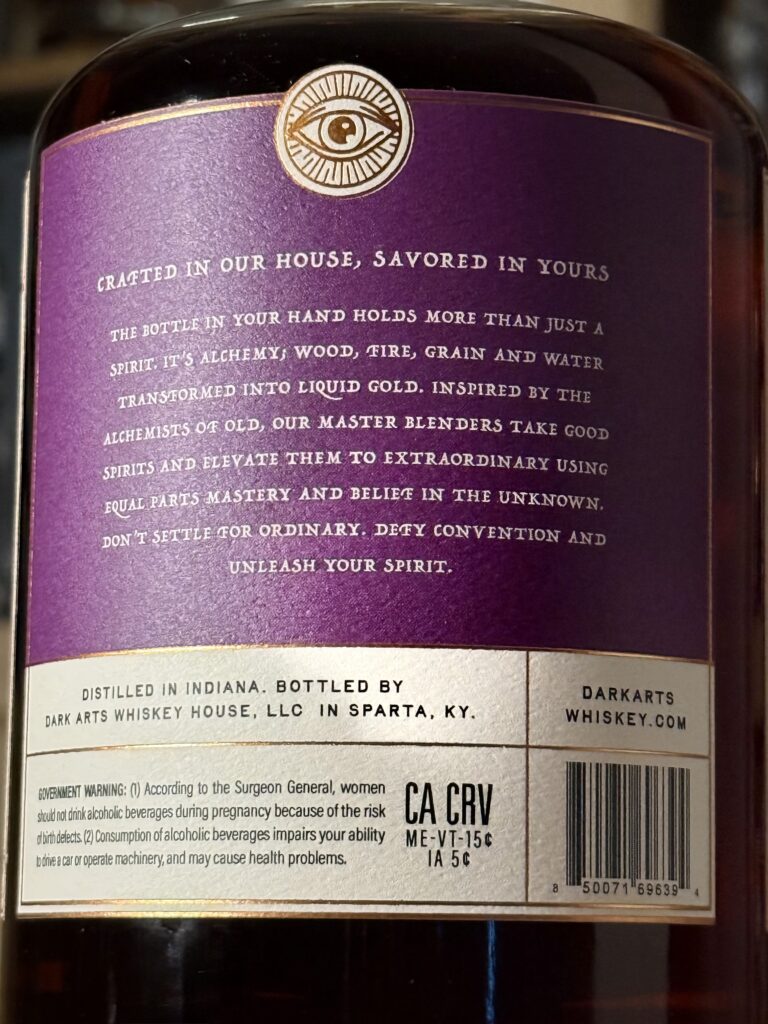 Dark Arts 250th anniversary release back label