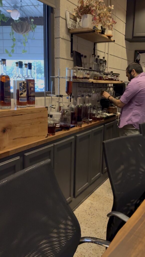 Samir Patel sorts through samples to prepare for the day's private tasting.