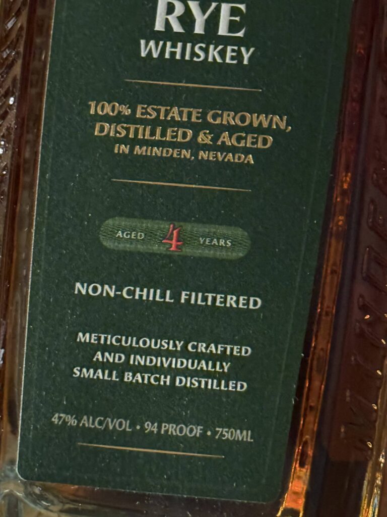 Minden Mill Rye bottom label