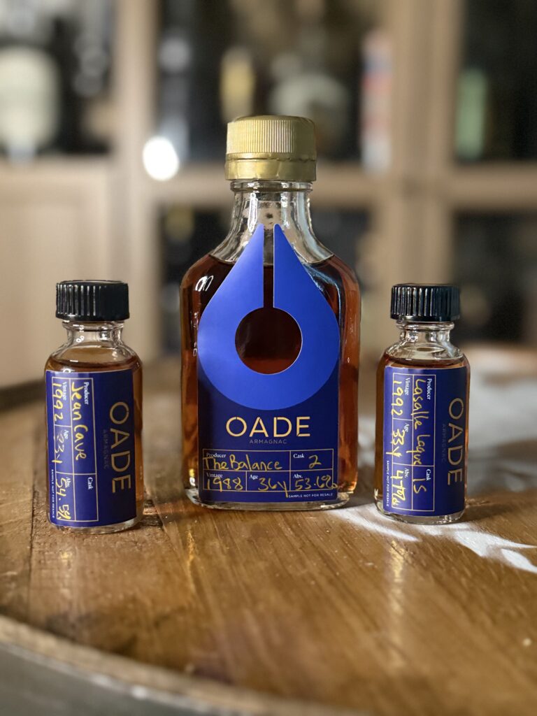 Oade The Balance 36 year 1988 armagnac sample with other 1992 samples