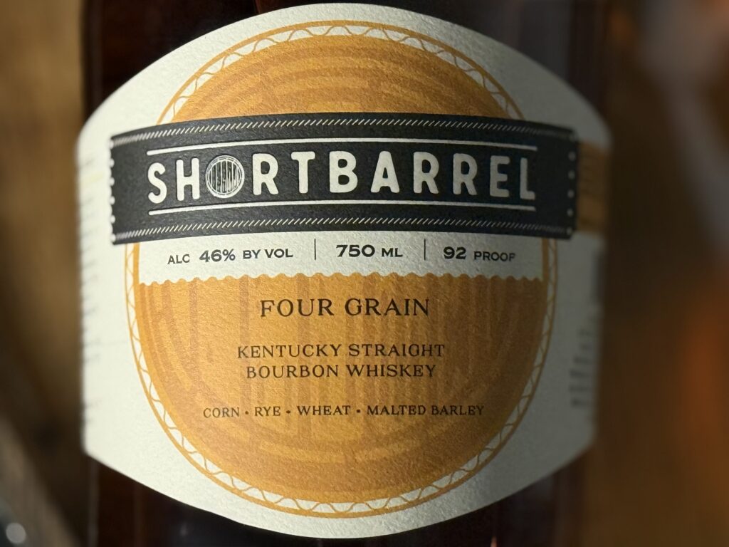 Shortbarrel Four Grain Bourbon label close-up