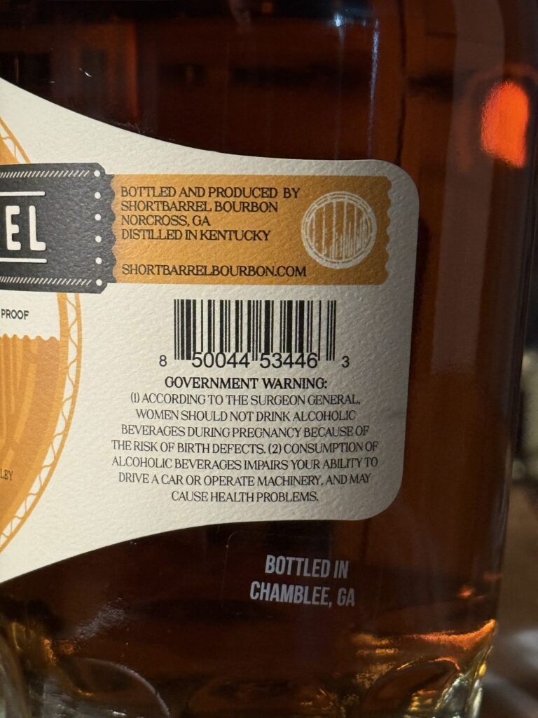 Shortbarrel Four Grain Bourbon right label