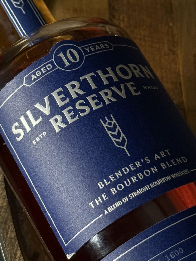 Silverthorn Reserve 10 Year High Malt Bourbon blend top label
