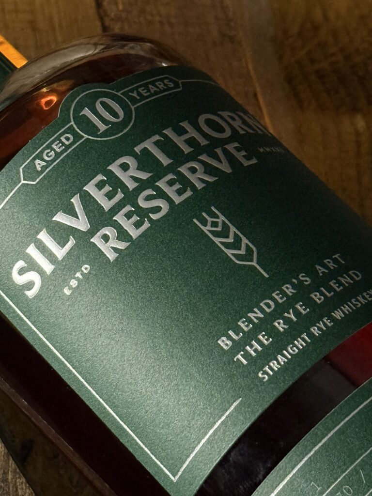 Silverthorn Reserve 10 Year Rye blend top label