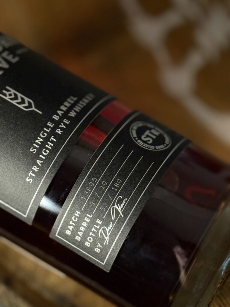 Silverthorn Reserve 13 year rye bottom label
