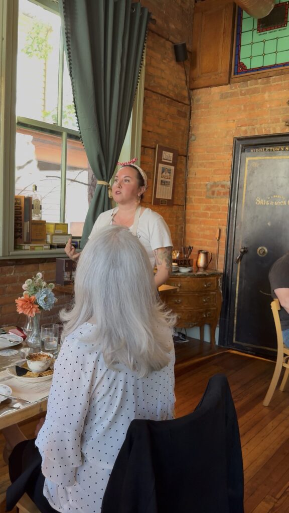Head Chef & Owner Kari Rushing addresses the attendees of the pairing dinner introducing each course and explaining her thinking behind each.