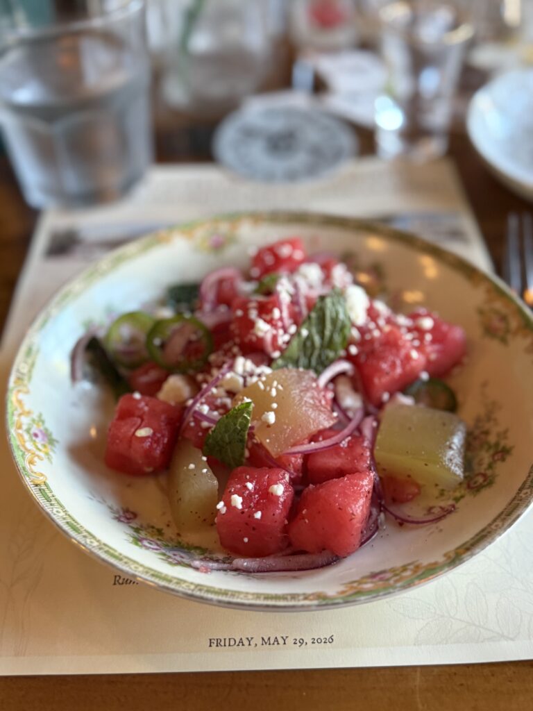 A mouthwatering combination of sweet, spicy, and a bit savory watermelon salad
