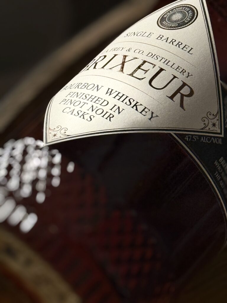 Brixeur Spirits Triple Wine Finished Bourbon bottom label close-up