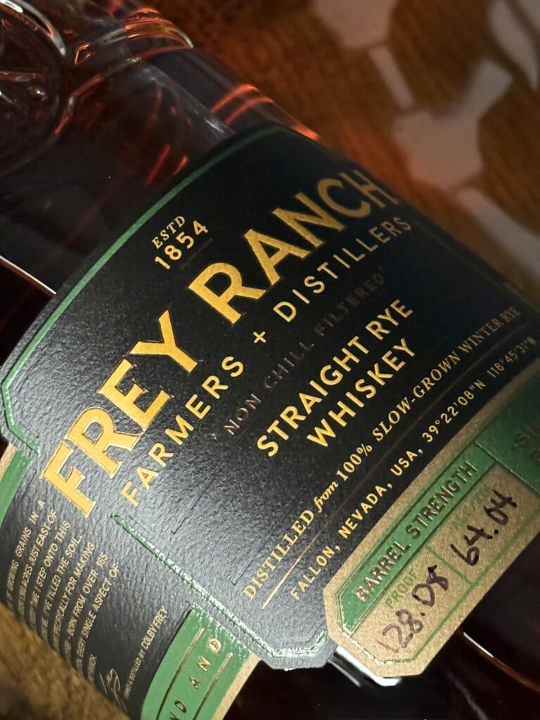 Frey Ranch Winter Rye Single Barrel close-up of label