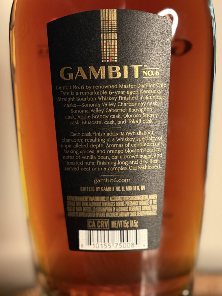 Gambit No. 6 back label