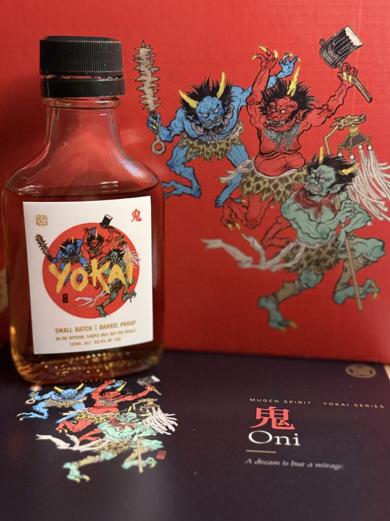 Mugen Oni Barrel Proof Small Batch sample with art card and box