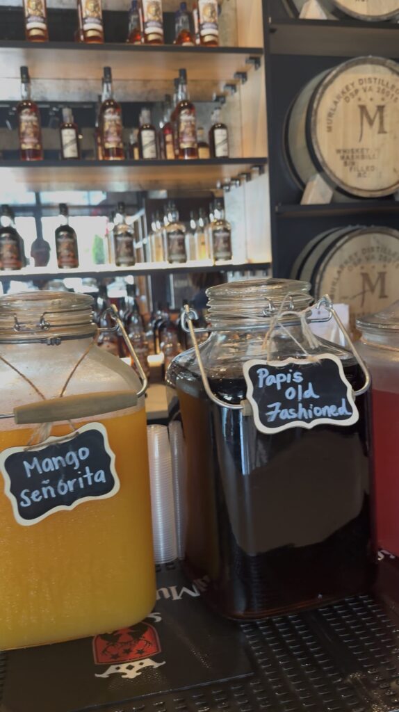 Papi's Old Fashioned and Mango Senorita (Papi's version of a margarita) batched cocktails can be seen on the new tasting bar