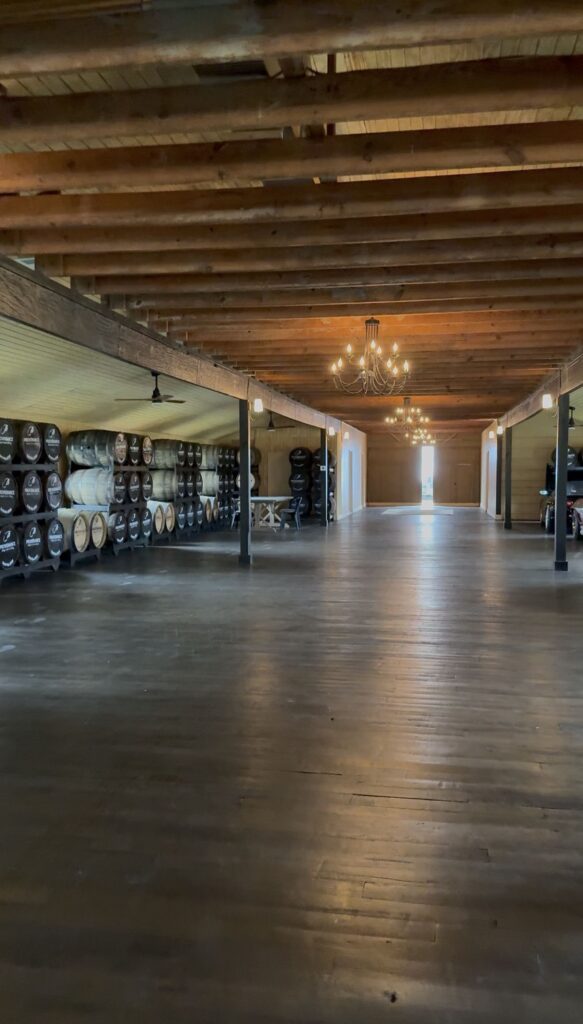 The long barn is used to house the vintage cars and host private events