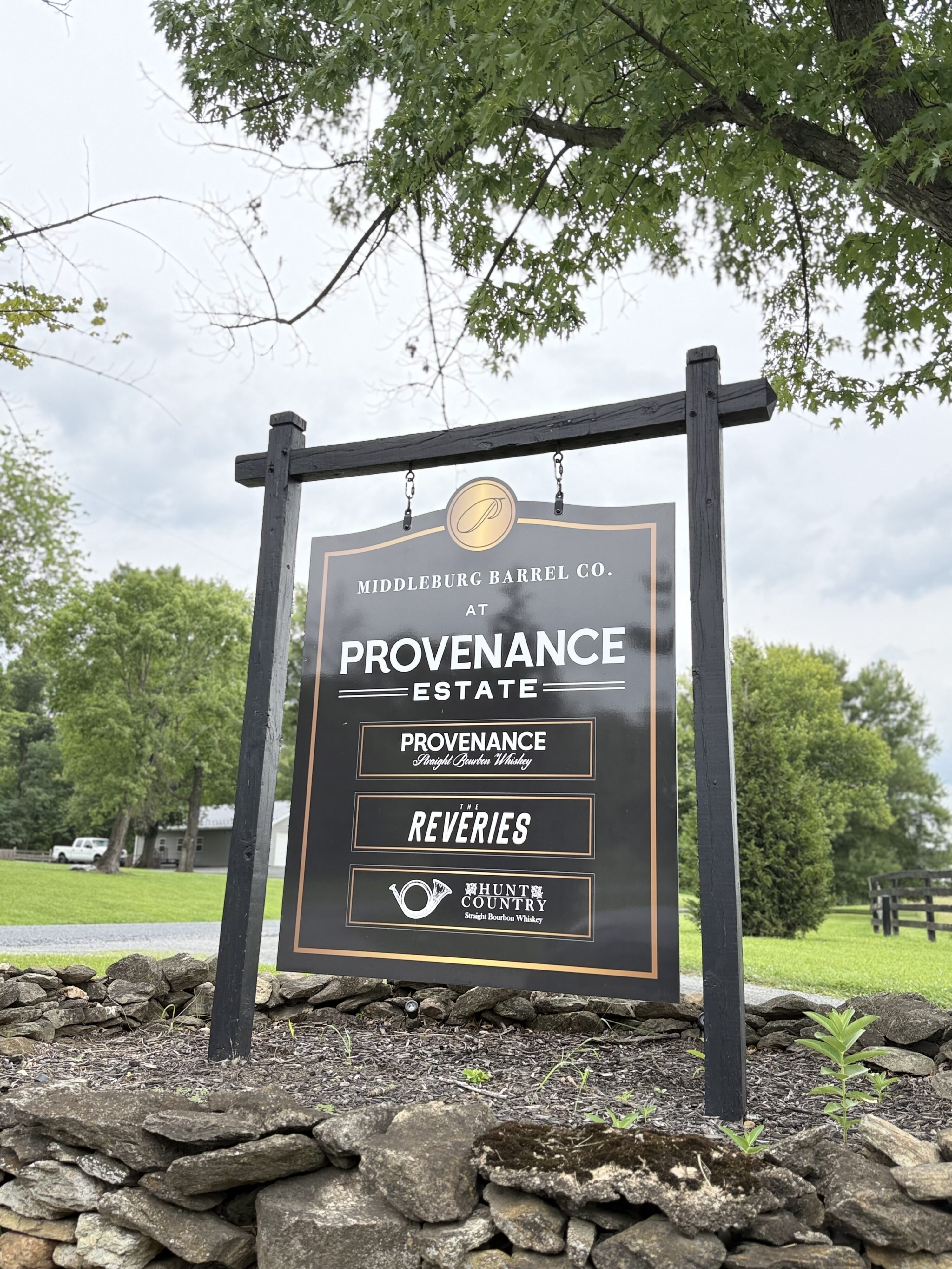 The entryway sign for Provenance, Reveries and Hunt Country