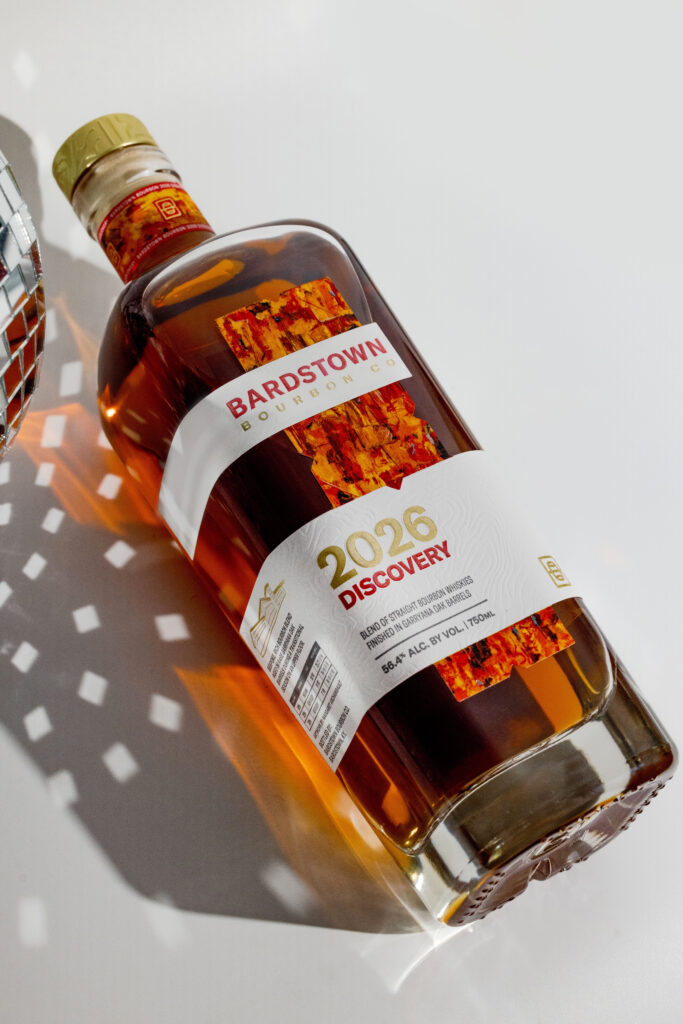 Bardstown Bourbon Company 2026 Discovery lies against white background with cheese grater-esque shadow