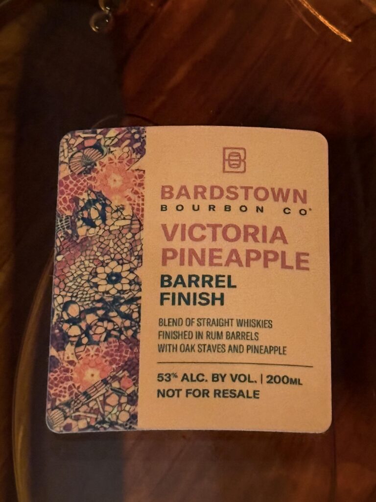 Bardstown Bourbon Company Victoria Pineapple sample label close-up