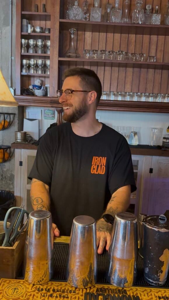 Bartender Joey was all smiles as he made us a blackberry whiskey cocktail despite a couple unforseen events