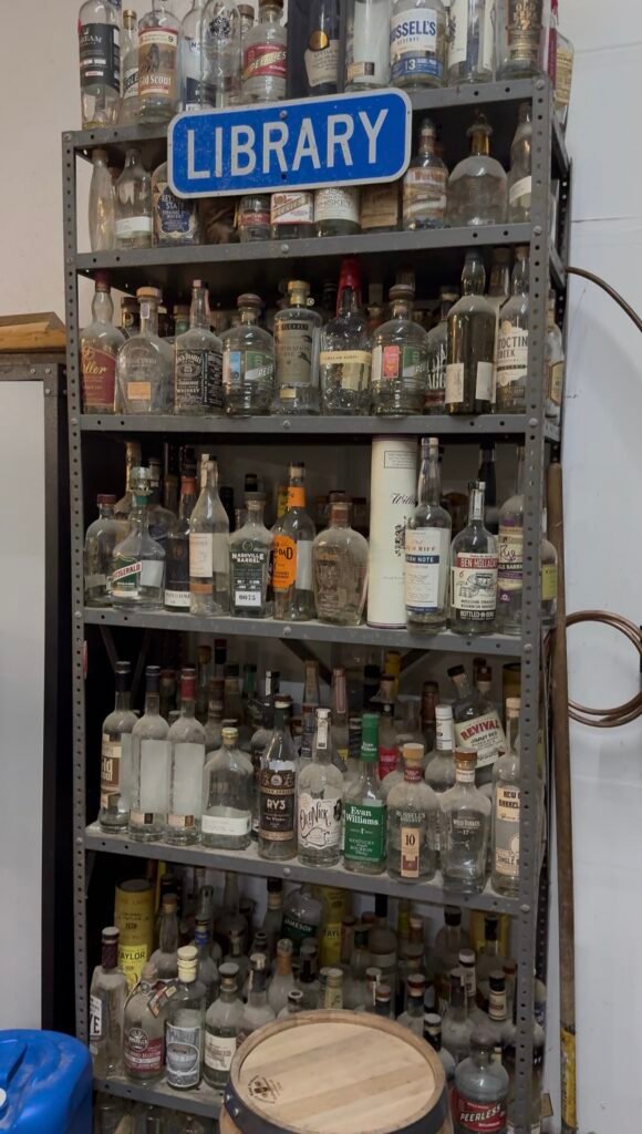 Ironclad keeps a bottle "library" of other brands to taste and inspire themselves. Bottles include "unicorns" like Wild Turkey Generations or Russel's Reserve 15 and "dusties" like pre-fire heaven hill