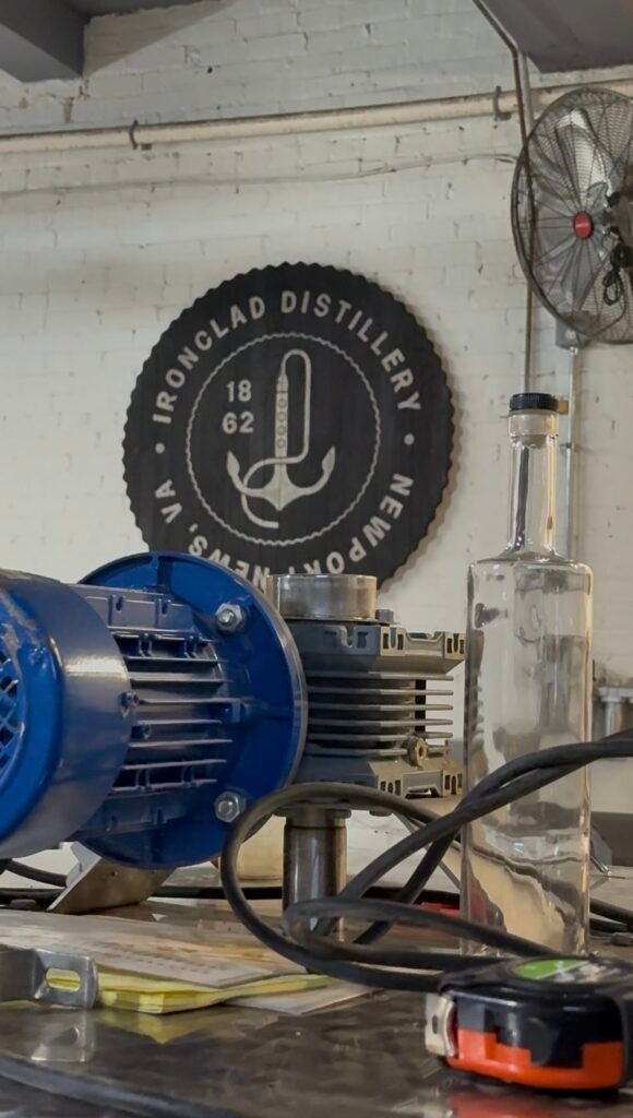 Ironclad logo sign in the distilling room