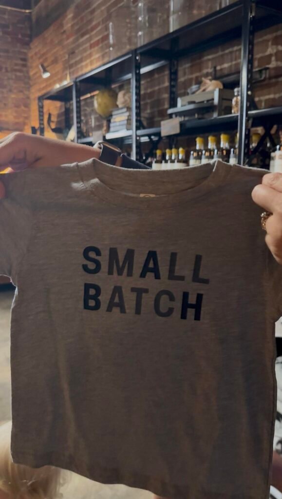 "Small batch" kids shirt in the gift shop
