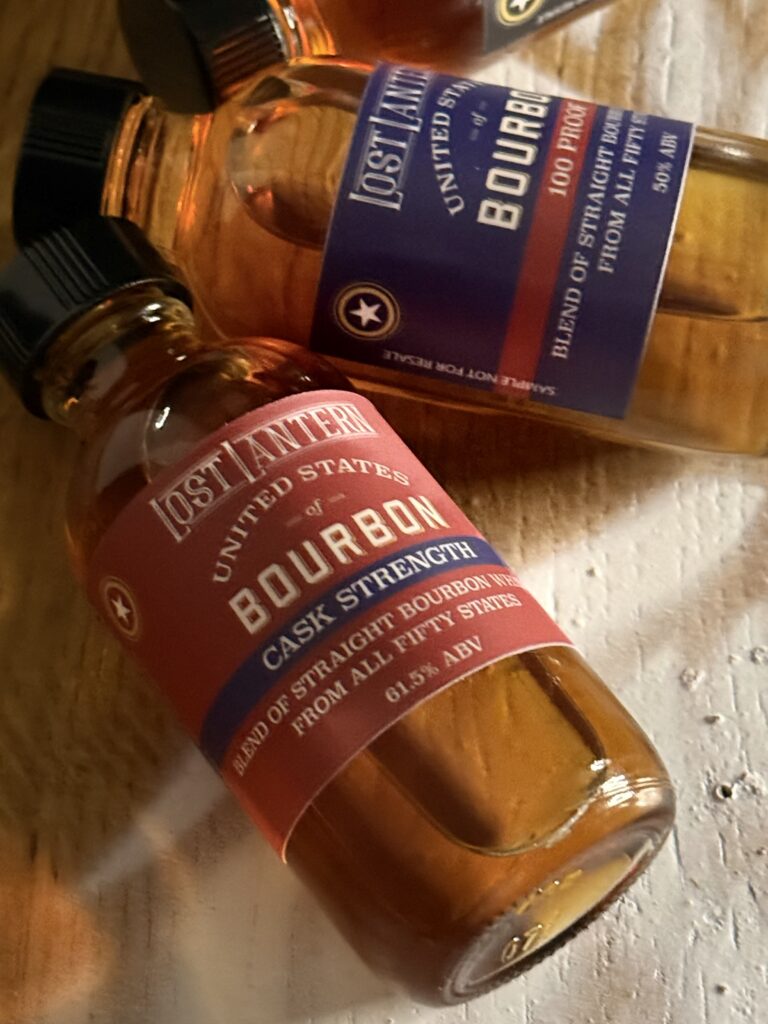 Lost Lantern United States of Bourbon cask strength sample angled