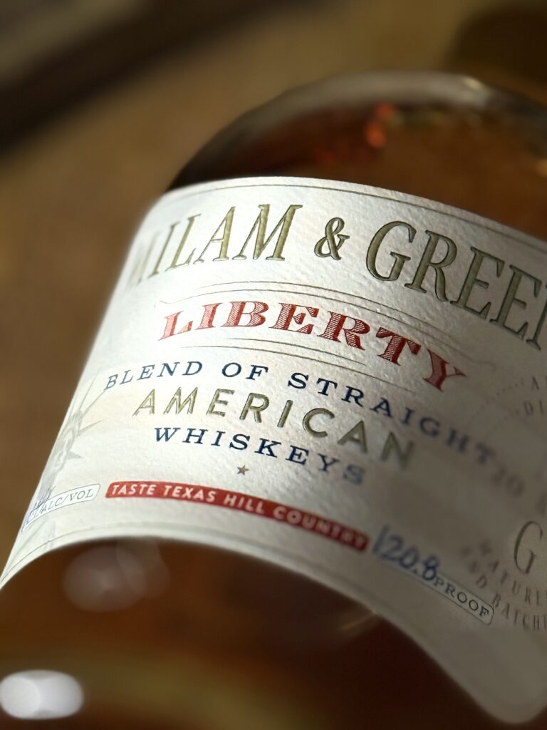 Milam & Greene's Liberty angled label view