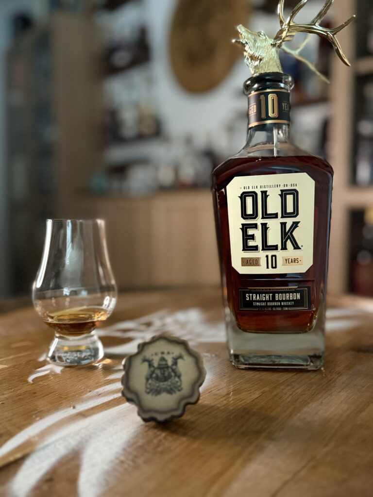 Old Elk 10-Year Bourbon poured into glencairn