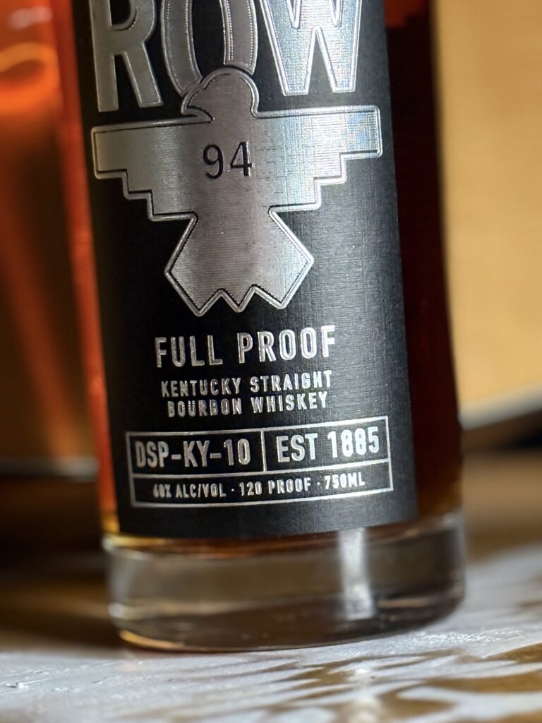 Row 94 Full Proof bottom label close-up