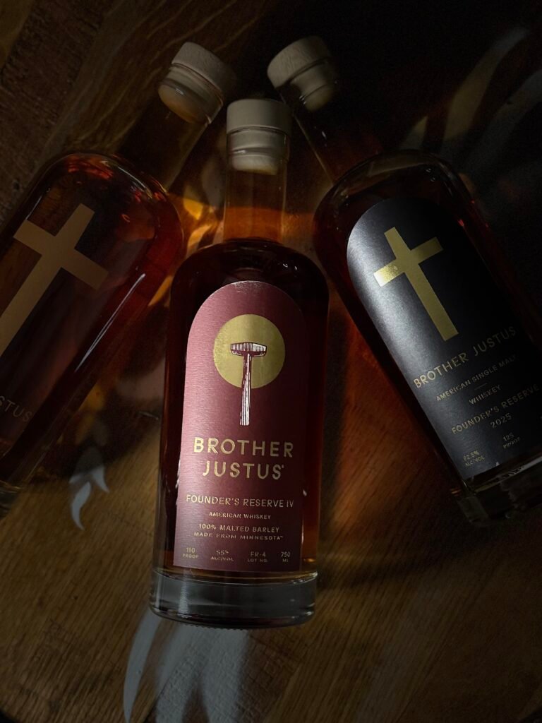 Spotlight focus on Brother Justus' Founder's Reserve IV with past Founder's Reserve lll and ASM releases on either side close-up