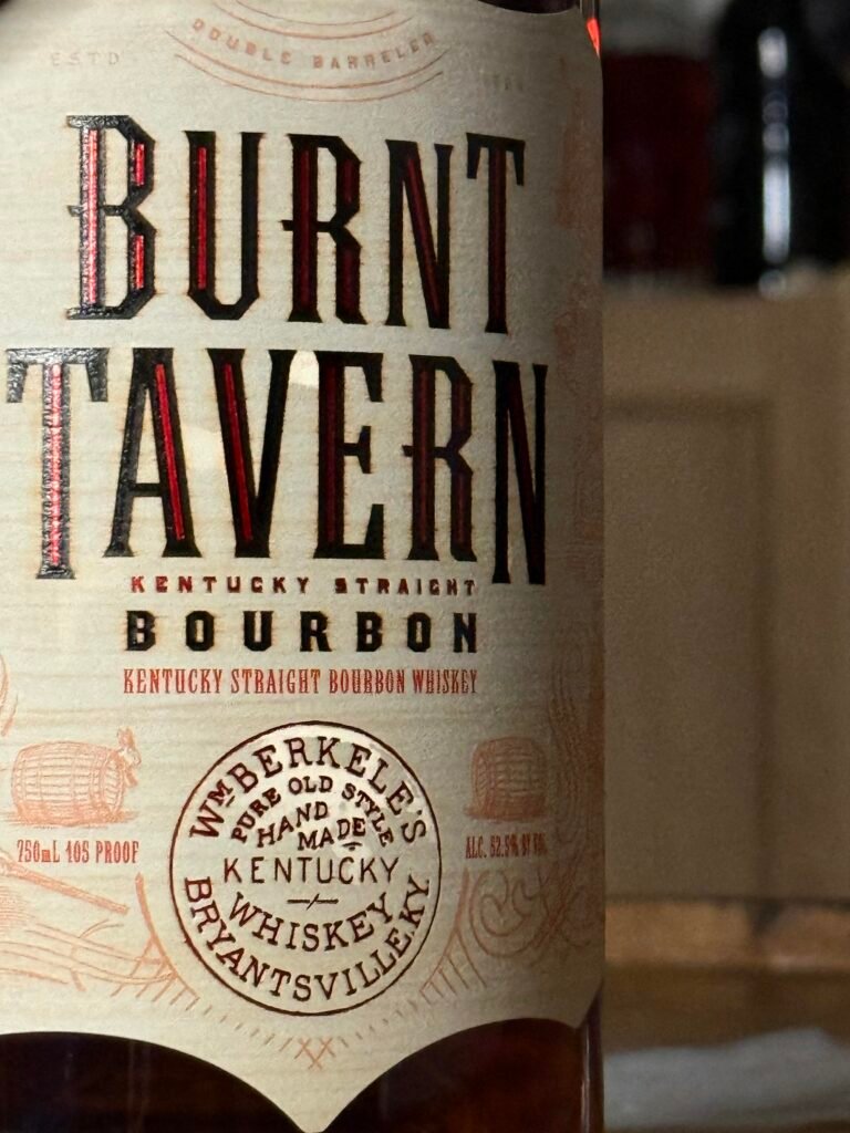 Burnt Tavern Double-Barreled bourbon label close-up